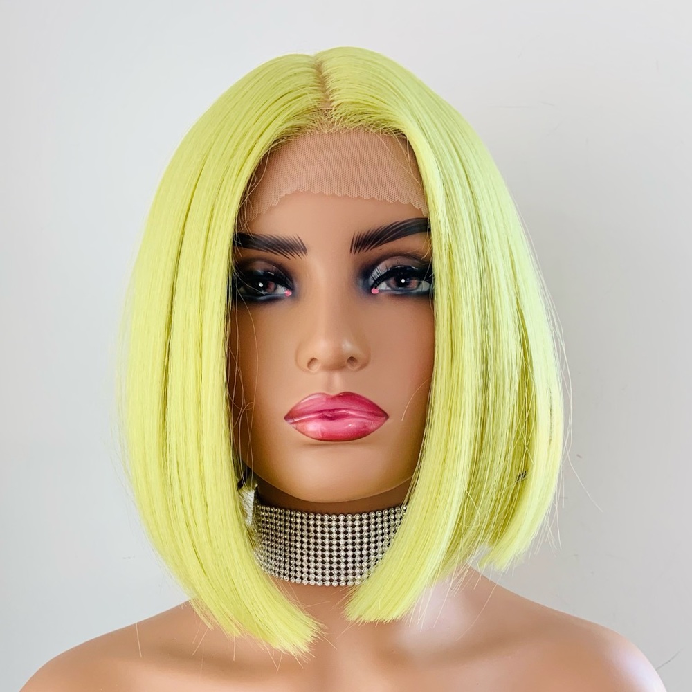 Gorgeous Green Lemon Premium Fiber Lace Front Wig for Daily Wear or Events
